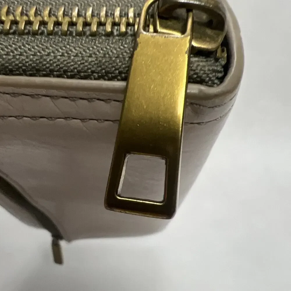 Fossil Sydney Leather Zip Long Wallet Gray Zip Around